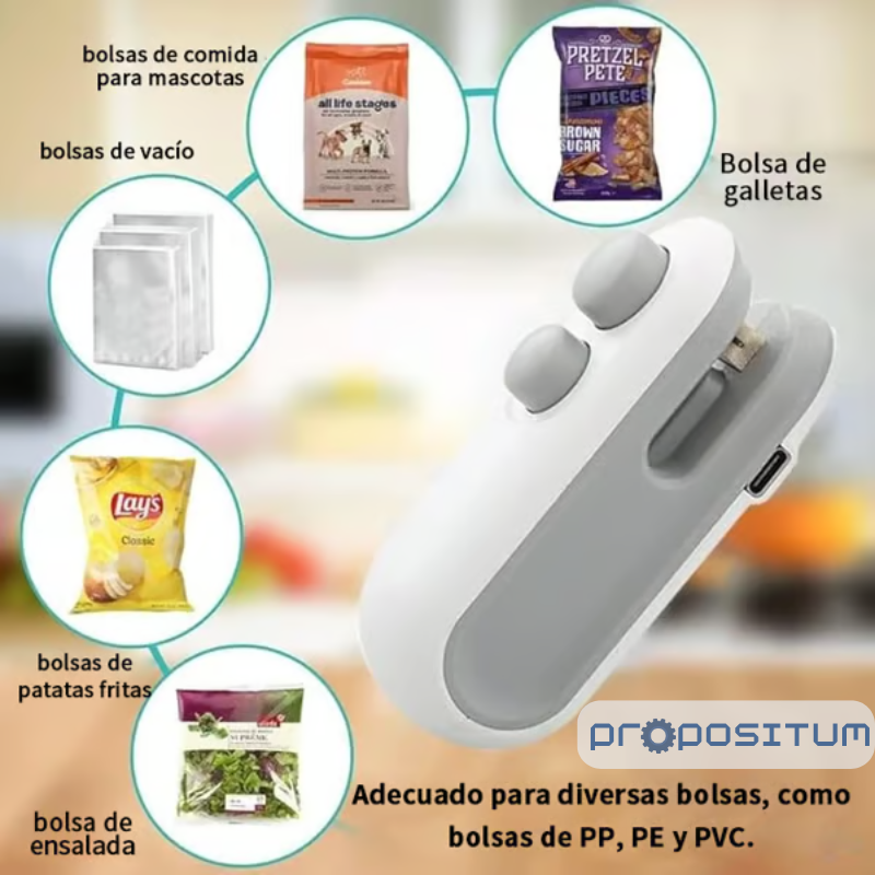 🚀 Mini sellador de bolsas con cortador e imán recargable 🔋