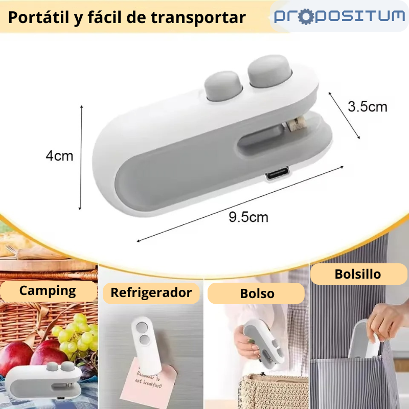 🚀 Mini sellador de bolsas con cortador e imán recargable 🔋