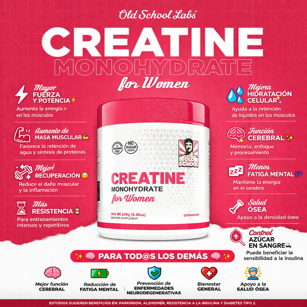 Creatina Monohidratada para Mujeres – 240g Old School Labs